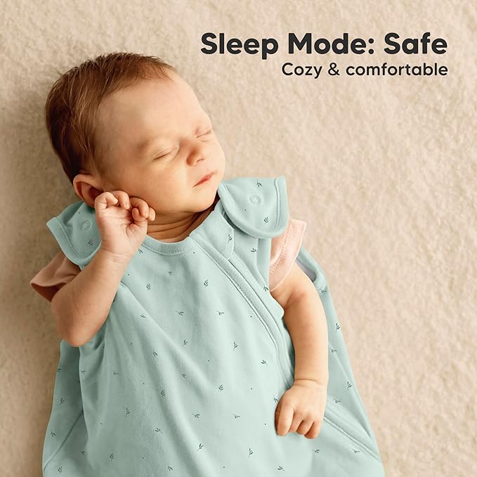 2-Pack Organic Baby Sleep Sacks, 100% Cotton - Soft & Breathable 0.5TOG Baby Wearable Blanket, Toddler Sleeping Sack 6-18 Months, Easy to Wear Transitional Swaddles for Newborns, Infants (Bunnies, M)