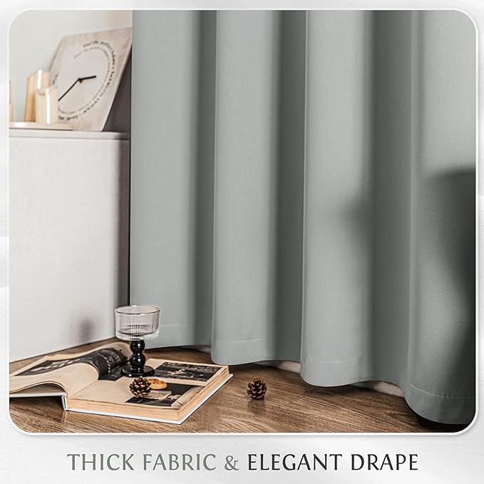 Beauoop Grey 100% Blackout Curtains 84 Inch Long 2 Panels for Bedroom Living Room Solid Room Darkening Thermal Insulated Soundproof Energy Saving Grommet Top Window Treatment Drapes,52x84 2 Set
