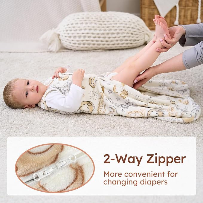 Yoofoss Baby Sleep Sack 0-6 Months, 1.5 Tog Sleep Sack, Fleece Baby Wearable Blanket with 2-Way Zipper, Neborn Sleeping Sack, Soft Warm Lightweight(Small)