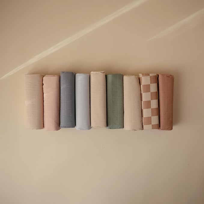 mushie Water Repellent Changing Pad Liners | Made with Organic Cotton | Set of 3 (Natural Check Combo)