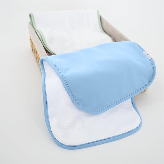 SWaddle AN Premium Baby Burp Cloths, Extra Soft Spit Up Rags with 3 Absorbent Layers, 21" x 10" Size, Blue Bell