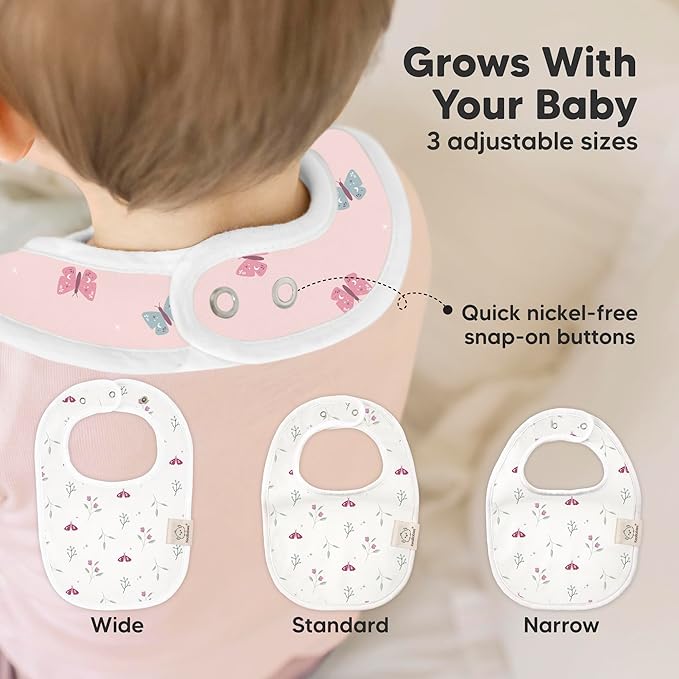 8-Pack Organic Baby Bibs for Boys, Girls - Soft Cotton Drooling and Teething Bibs for Baby Girl & Boy, Extra Absorbent, Easy to Clean & Put On for Toddler, Newborn, Infant 0-24 Months (Lunaris)