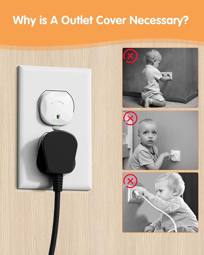 Outlet Covers Baby Proofing, 24 Pack Plug Covers Baby Proofing, Outlet Plug Covers for US 3-Prong to Prevent Electric Shock, Outlet Covers for Home, Office, School, Kindergarten, White