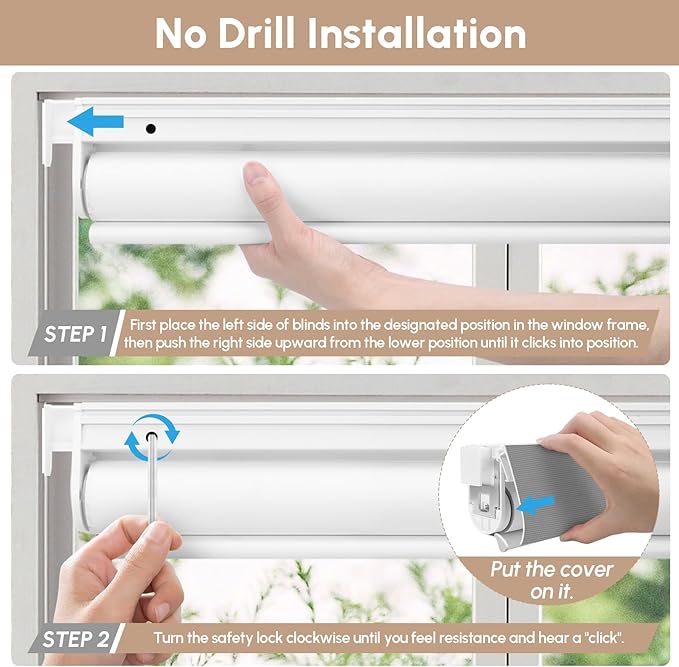 Kincmo No Drill Motorized Blinds with Remote, 100% Blackout Roller Shades for Windows, Custom Electric Blinds Compatible with Alexa, Apple Homekit, Google Home (100% Blackout Waterproof Vinyl Grey)