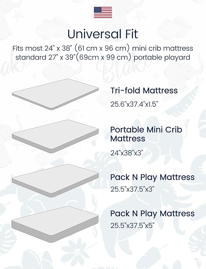 TotAha Mini Crib Sheets 24x38, Ultra Soft Pack N Play Sheets Fitted Boy Girl, Super Stretchy Jersey Knit Pack and Play Mattress Sheets, Hypoallergenic, Forest Bear & Cute Deer