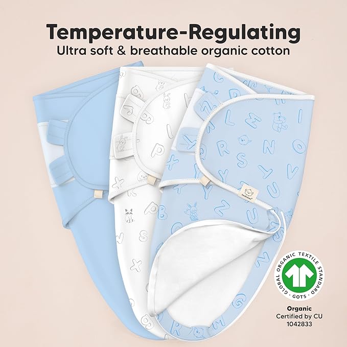 Baby Swaddle Sleep Sacks with Zipper - 3-Pack Swaddles for Newborns 0-3 Months, Infant, Baby Girls, Boys, Soft & Durable Newborn Sleep Sack, Easy Diaper Change Swaddling Blanket (ABC Land Cloud)