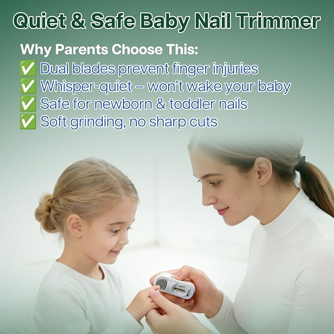 Electric Nail Clipper for Seniors Adults & Baby, Automatic Smart Nail Clipper with LED Light & Dual Blades (Wide & Narrow), Painless Nail Cutter with Anti-Splash Catcher for Thick Toenails