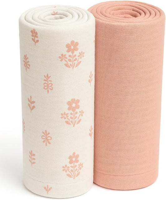 Soft 100% Cotton Swaddles for Newborns, 2- Pack - Large, Breathable Baby Blanket - Versatile, Durable Muslin Swaddle Blankets - Perfect Newborn Essentials