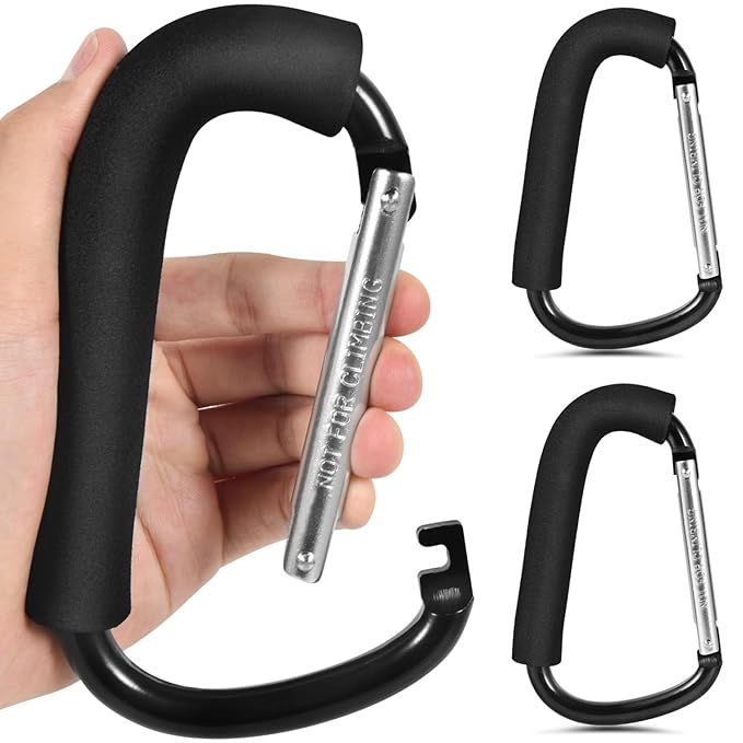 WSSROGY 2 Pack 6.3" Large Stroller Hooks Clip, Heavy Duty Large Carabiner for Mommy Shopping Grocery Bag