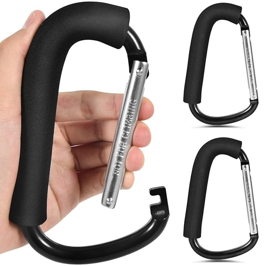WSSROGY 2 Pack 6.3" Large Stroller Hooks Clip, Heavy Duty Large Carabiner for Mommy Shopping Grocery Bag
