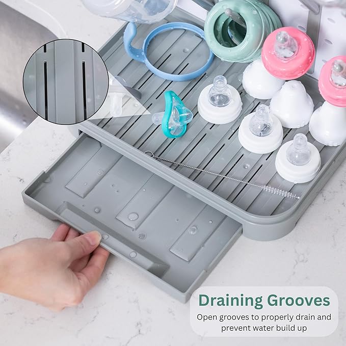 Velakade Baby Bottle Drying Rack – Large Vertical Bottle Dryer for 15 Bottles, Space-Saving Countertop Rack for Baby Bottles & Accessories, Compact Holder for Newborn Essentials
