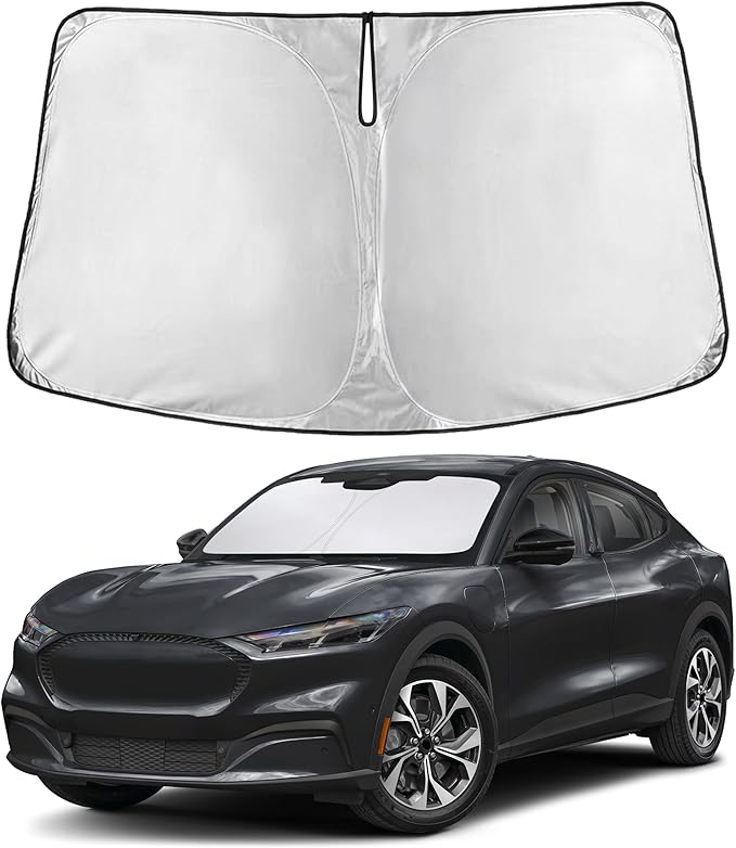 Econour Windshield Sunshade for Ford Mustang Mach-E 2021-2024 2025 2026, Sun Visor for Front Windshield & Window Sun Shade Cover, UV Heat Blocker & Protector, Car Accessories