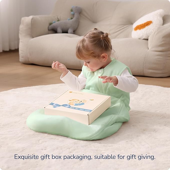 usbettas 1.0 Tog 2.5 Tog Baby Sleep Sack, 100% Cotton Baby Sleeping Bag 3-24M, 2-Way Zipper Baby Wearable Blanket