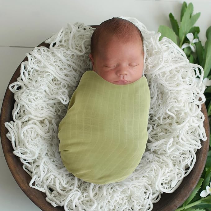 LifeTree Baby Swaddle Blankets, Boys Girls Muslin Swaddling Wrap Receiving Blanket for Newborn, 70% Viscose from Bamboo and 30% Cotton, Large 47" x 47", Rabbit and Grass Green Pattern