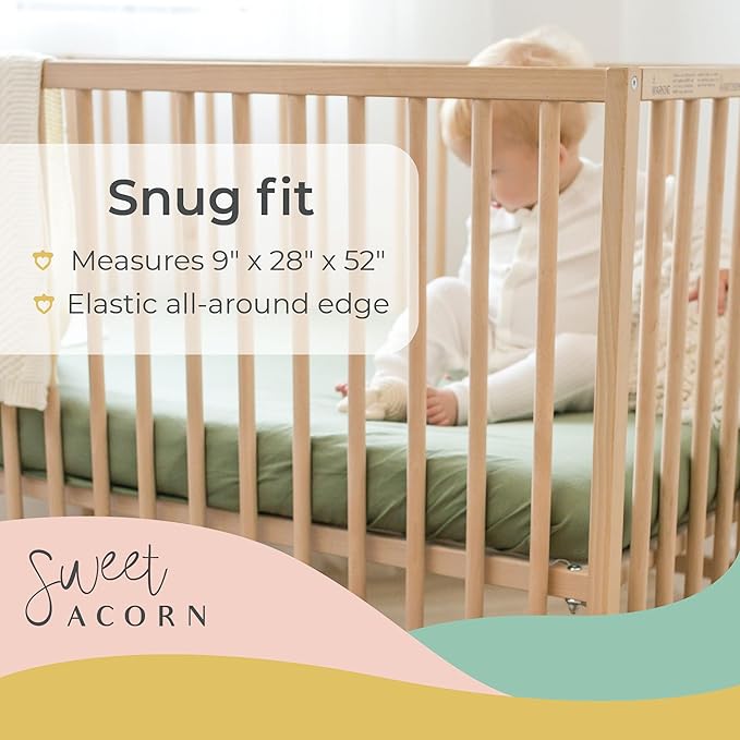 Fitted Crib Sheets - Organic Cotton Jersey Knit Crib Beddings - Fits Standard Baby Crib Mattress - 9" x 28" x 52" - Fog Grey