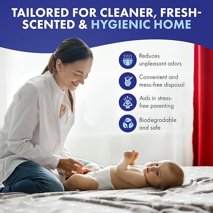 Comficove Refills Compatible with DEKOR PLUS Diaper Pails | 8 Pack | Extra Thick Diaper Pail Refill Liners | Fresh Scent | Easy to Replace and Dispose of Diaper Bag | Odorless Baby Diapers Disposal