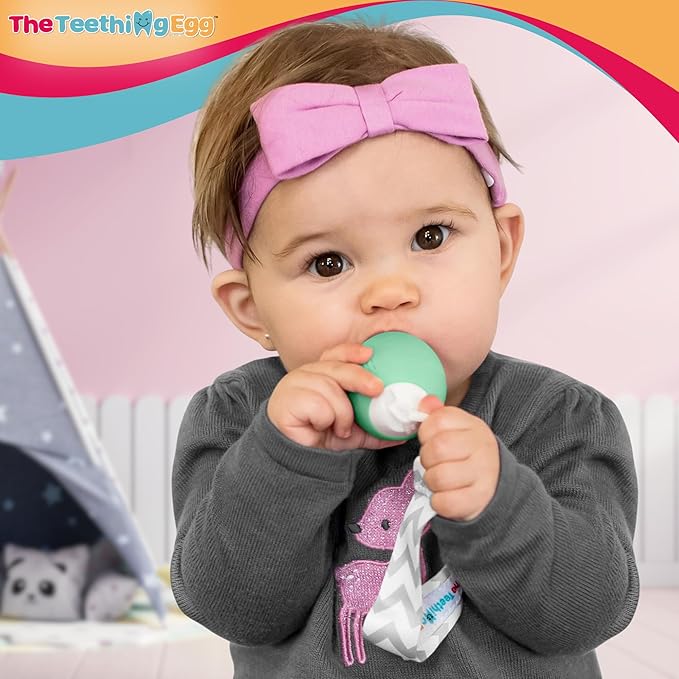 The Teething Egg Baby Teether – Freezable Teething Toy for Babies 3–6 Months up to 18 Months – Made in USA, Food-Grade TPE, Mint
