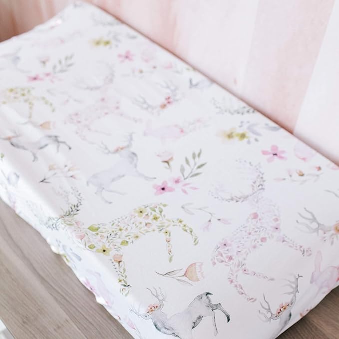 Oilo Changing Pad Cover, Breathable Turkish Cotton Fitted Jersey, 300 Thread Count, Machine Washable, Fits Standard Changing Pads (32" x 16"), Girl, Boy, & Neutral Nursery Design, Fawn
