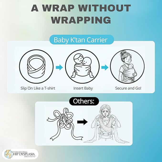 Original Baby K'tan Baby Carrier: #1 Easy Pre-Wrapped, Soft, Slip-On, No Rings, No Buckles | 5 in 1 Baby Sling for Hands-Free Comfort | Heather Grey | Medium