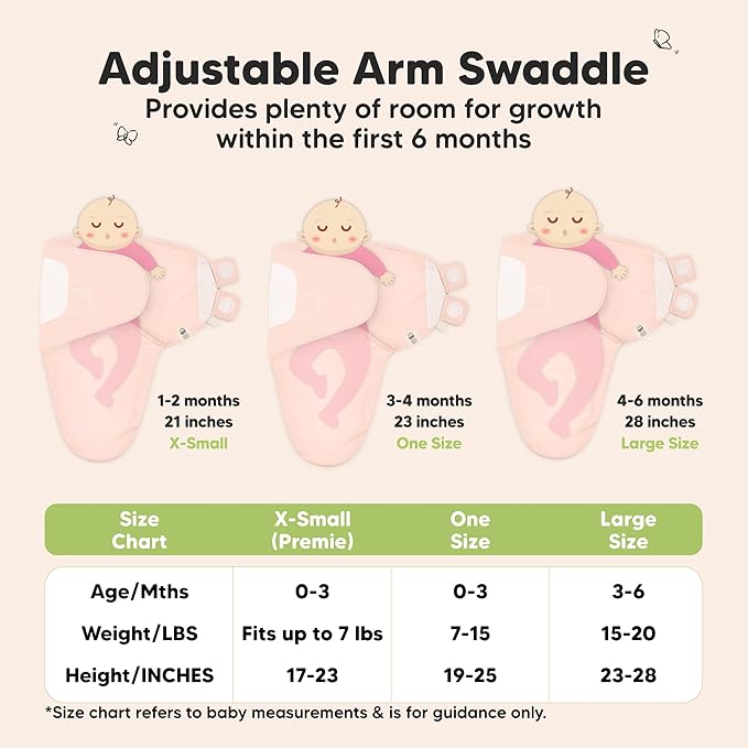 3-Pack Organic Baby Swaddle Sleep Sacks - Swaddles for Newborns, Infant 3-6 Months, Baby Girls, Boys, Soft & Snug Newborn Sleep Sack, Nursery Swaddling Blankets (Angelic, L)
