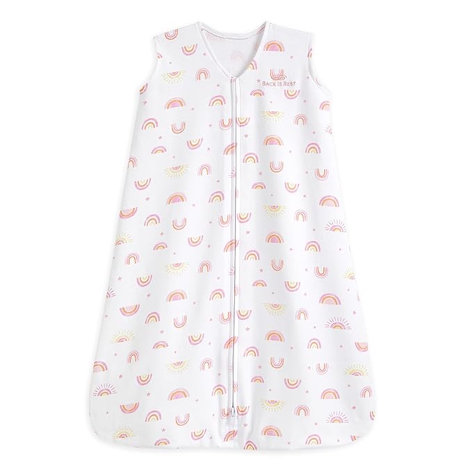 HALO SleepSack, 100% Cotton Wearable Blanket, Swaddle Transition Sleeping Bag, TOG 0.5, Sunshine Rainbows, Medium, 6-12 Months