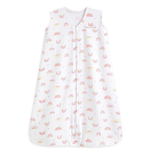 HALO SleepSack, 100% Cotton Wearable Blanket, Swaddle Transition Sleeping Bag, TOG 0.5, Sunshine Rainbows, Medium, 6-12 Months