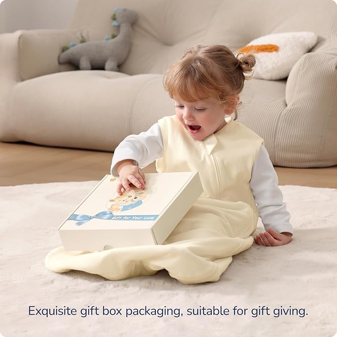 usbettas 1.0 Tog 2.5 Tog Baby Sleep Sack, 100% Cotton Baby Sleeping Bag 3-24M, 2-Way Zipper Baby Wearable Blanket