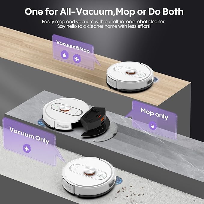 Bagotte Robot Vacuum and Mop, Robotic Vacuum with Self-Emptying Station for 90 Days,5000Pa Suction, LiDAR Navigation, No-Go Zones, Wi-Fi/App/Alexa Control, for Carpet, Hard Floors