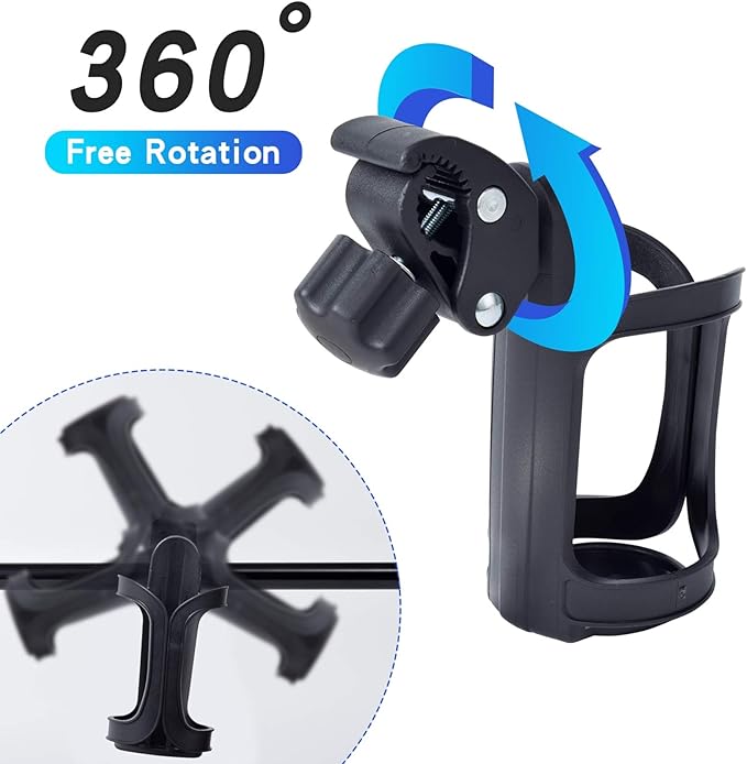 Universal Stroller Cup Holder, Upgrade Cup Holder for Walker, Attachable Bike Water Bottle Holder, Drink Holder Attachment for Wheelchair, Motorcycle, Scooter, Bicycle, Rolling Walker, Trolley