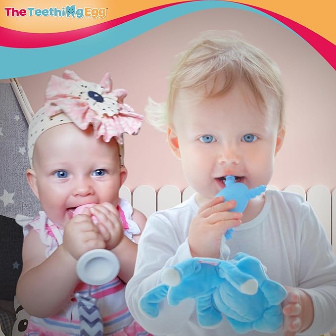 The Teething Egg and Molar Magician Bundle - Baby Development Toys, Teether for 3-12+ Old Boy or Girl, Sensory Toys, A Baby Registry Must Have, 4 Items, Gray