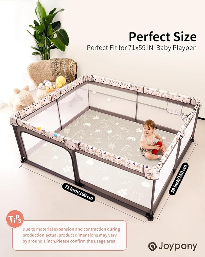 Baby Play Mat, 71x59 Inch Foldable Play Mats for Babies and Toddlers, Waterproof & Anti-Slip Portable Foam Floor Mat for Tummy Time with Travel Bag Indoor Outdoor