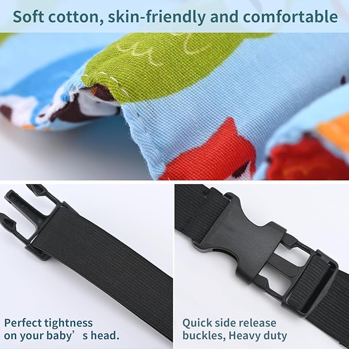Head Support for Stroller Car Seat - Head Band Strap Headrest for Sleeping Traveling for Toddler Kids Children Child Baby Infant- Pink