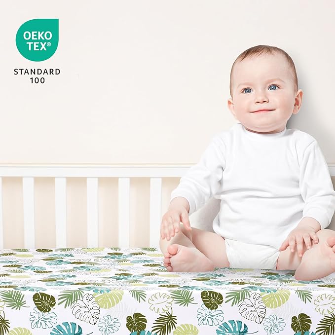 david's kids 3 Pack Fitted Crib Sheets, Ultra Soft Breathable Comfortable Baby Sheet Set for Boys Girls Neutral, 28x52 Inch Fits Standard Crib and Toddler Mattresses, Leaf