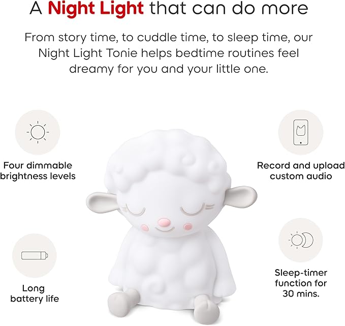 Toniebox 2 Audio Player Bundle for Kids 1+ with Sleepy Sheep Night Light - Moon Gray