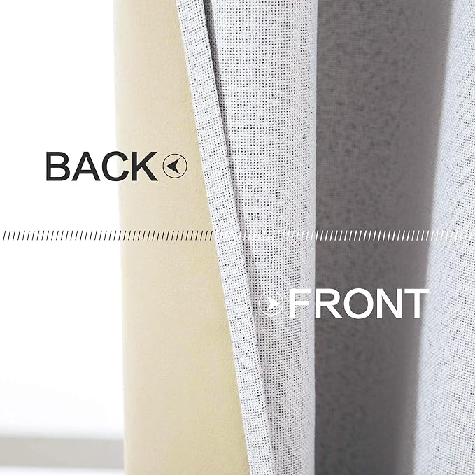MIULEE Linen Texture Curtains for Bedroom Solid 100% Blackout Thermal Insulated Grayish White Curtains Grommet Room Darkening Curtains/Drapes for Living Room Nursery 52x72 Inch (2 Panels)
