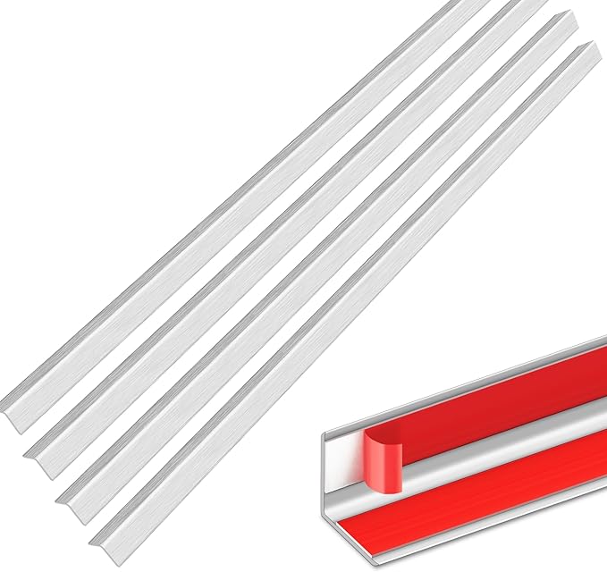 5pcs 57" L*1.42" W Aluminum Self-Adhesive Wall Corner Protectors, Wall Furniture Bumper, Safety Baby Proofing Corner Cushion Table Edge, Wide Coverage and Easy to Install - Silver