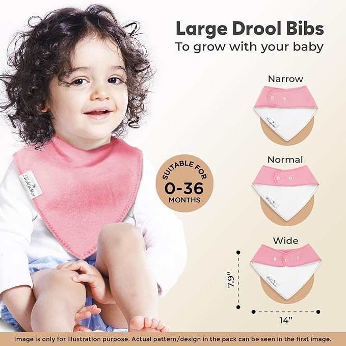 KiddyStar Organic Cotton Baby Bibs for Boys & Girls – Soft, Absorbent Teething & Drool Bibs - Adjustable Snaps for Toddlers