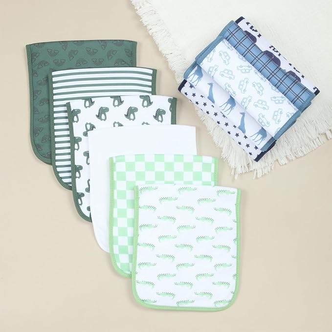 Hakochia Burp Cloths for Baby Boy & Girl Organic Cotton Large Unisex Burp Clothes Extra Absorbent Soft Neutral Burping Rags Spit Up Cloth Sets for Newborns 8 Pack