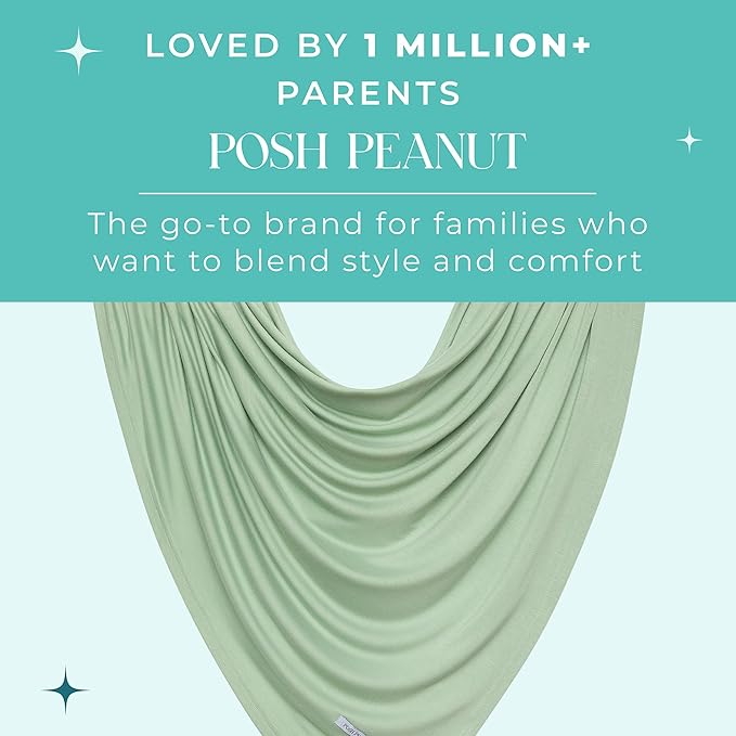 Posh Peanut Baby Swaddle Blanket & Beanie - Matching Newborn Swaddle Set, Doubles As Receiving Blanket or Nursing Cover (Sage)