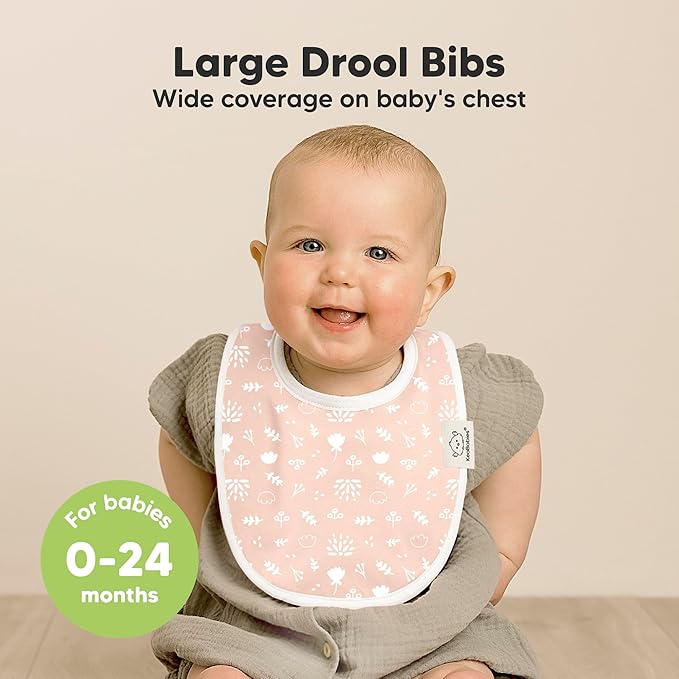 8-Pack Organic Baby Bibs for Boys, Girls - Soft Cotton Drooling and Teething Bibs for Baby Girl & Boy, Extra Absorbent, Easy To Clean & Put On for Toddler, Newborn, Infant 0-24 Months (Fleur)