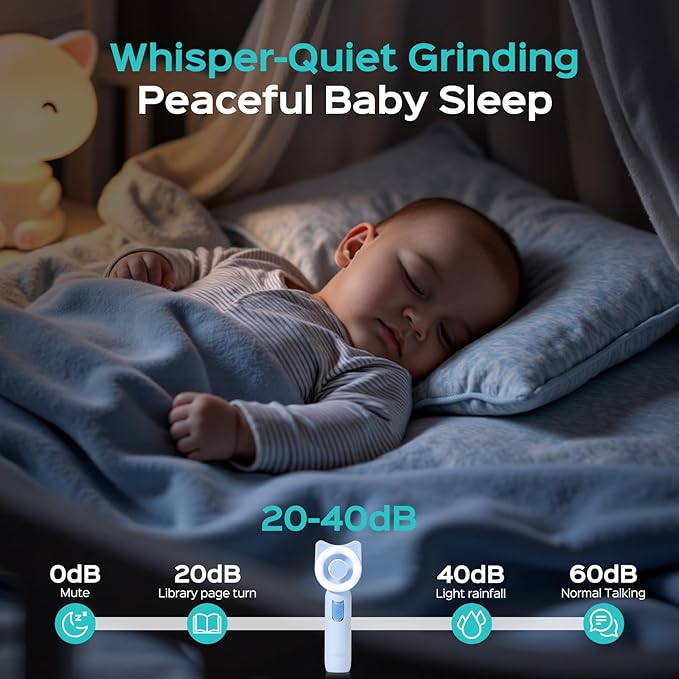 COSLUS Baby Nail File, Baby Nail Trimmer Electric, Baby Nail Clipper - Gentle, Quiet with 360° Light, Safe for Sleep Time Grinding, 16-in-1 Kit for Newborn, Infant & Toddler (C50, Sky Blue)