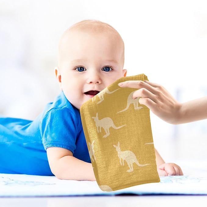 vvfelixl Baby Muslin Washcloths Kangaroo Australia Animals Baby Burp Cloths Cotton Baby Face Towel for Newborn Infants Boys Girls Soft and Absorbent 11.8 X 11.8 in, 3 Pack
