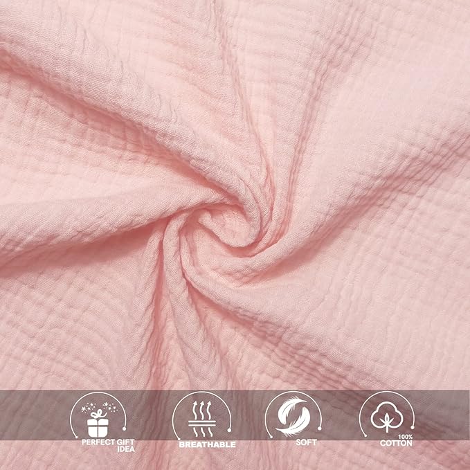 Ultra Soft Muslin Crib Sheets for Baby, Premium Breathable Organic Cotton Crib Fitted Sheet for 52’’x28’’Standard Crib and Toddler Mattress,2 Pack Pink&Coral