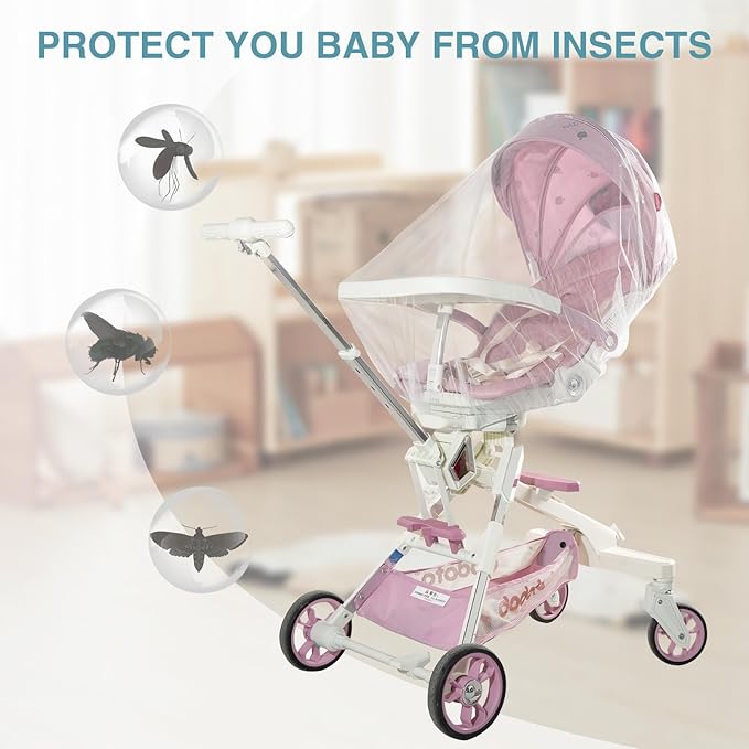 Baby Mosquito Net for Stroller 2 Pack, Perfect Bug Net for Strollers, Bassinets, Cradles, Playards, Pack N Plays and Portable Mini Crib, Baby Insect Netting Cover, White