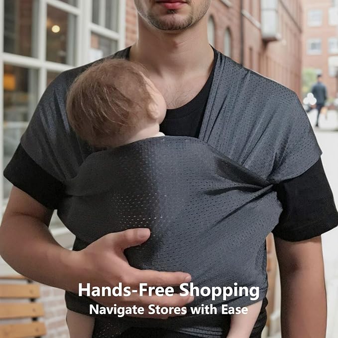 Baby Wrap Sling Carrier for Newborn, Infant, Toddler, Kid | Breathable Lightweight Stretch Mesh Water Sling | Nice for Summer, Pool, Beach, Swimming | Perfect Shower Gift Navyblue