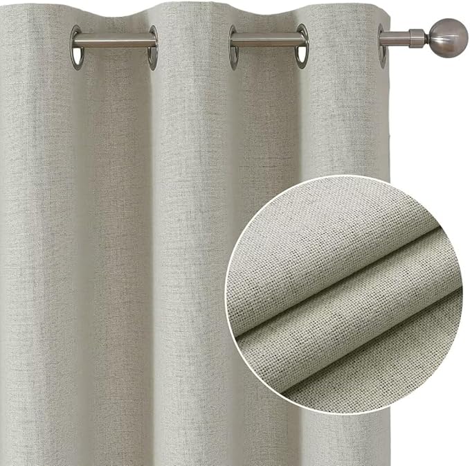 Joydeco Blackout Room Divider Curtains, Extra Wide Sliding Door Drapes Living Room Curtains, Light Beige 1 Panel 70W x 96L Inch Patio Door Drapes for Room Privacy