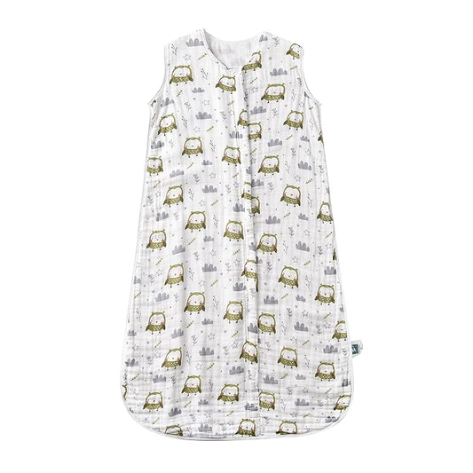 TADO MUSLIN Toddler Sleep Sack 2-4T, 0.5 TOG Lightweight Wearable Blanket, 100% Organic Cotton Muslin, Sleeveless, 2-Way YKK Zipper, OEKO-TEX Certified, Owl