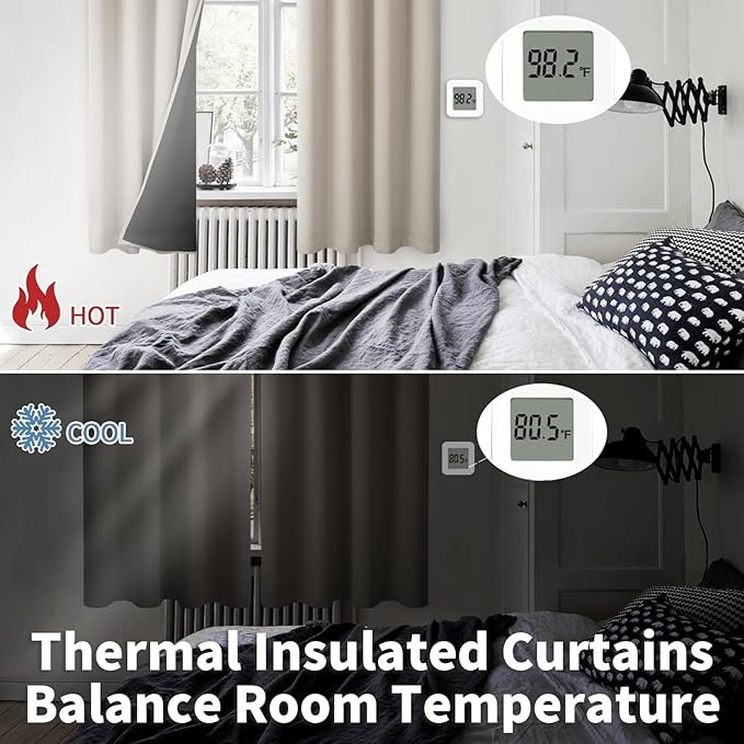 BGment Thermal Insulated 100% Blackout Curtains for Bedroom with Black Liner, Double Layer Full Room Darkening Noise Reducing Grommet Curtain (60 x 84 Inch, Cashmere, 2 Panels)