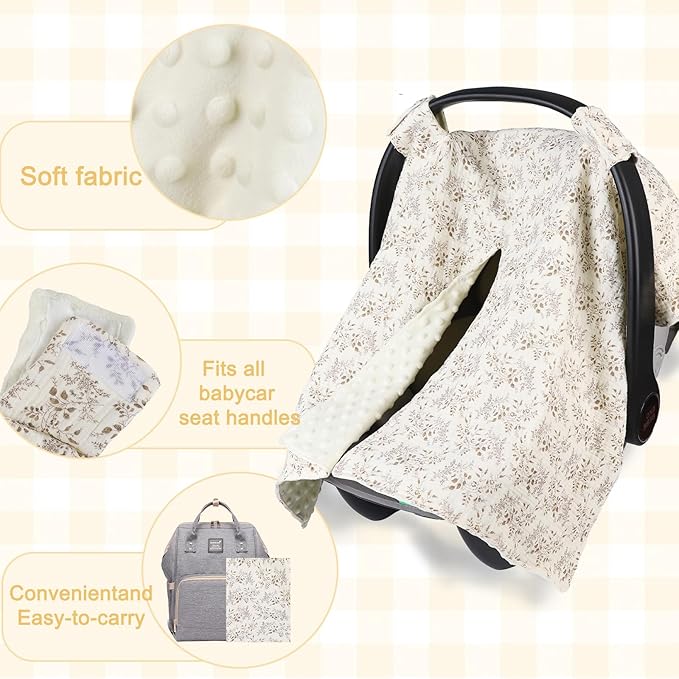 2-in-1 Baby Car Seat Cover, Baby Car Seat Canopy, Mom Nursing Cover，Easy to Install Shield，Multi-Purpose | Winter Warm & Summer Shade Use