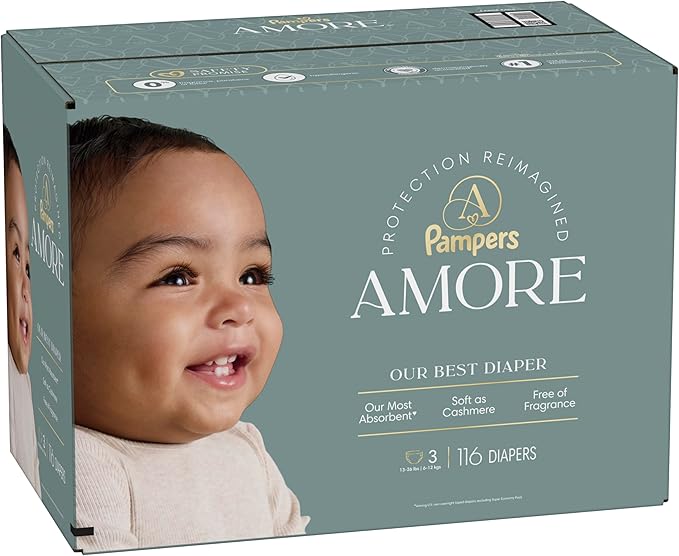 Pampers Amore, Size 3 (13-26 lbs), 116 Count, Our Best Diaper